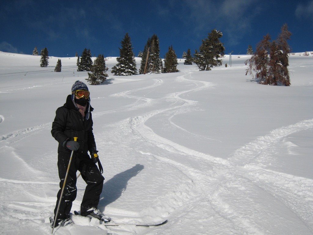 AiRung doing her Shawn White impression, Outer Mongolia, January 2011
