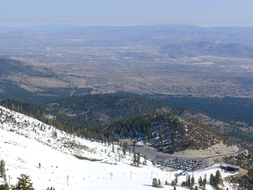 Slide Mountain base area with Reno in the background, March 2014