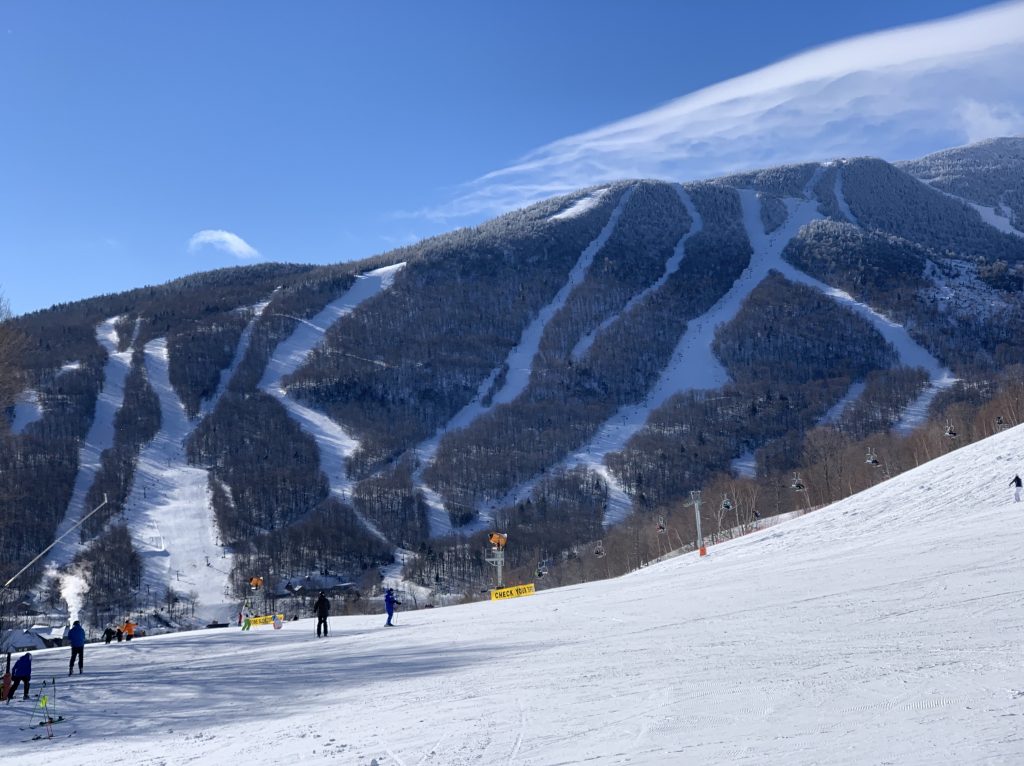 View of the main mountain at Stowe from Spruce Peak, January 2019