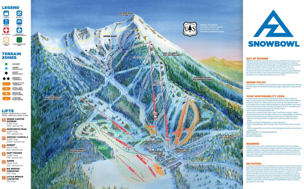 Arizona Snowbowl Trail Map 2021/22