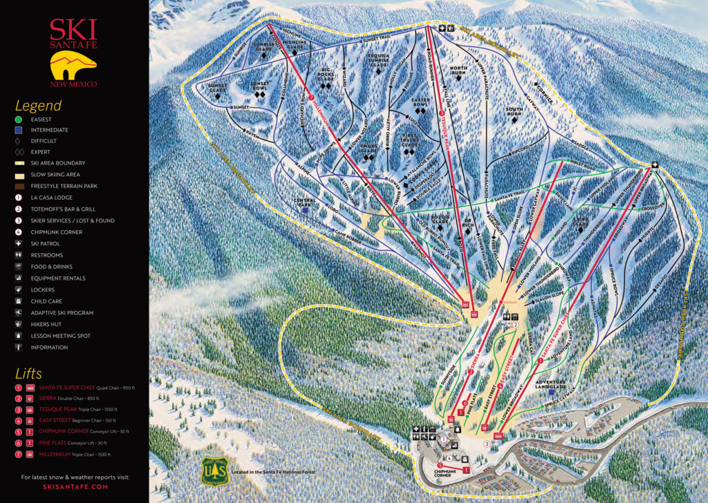Ski Santa Fe Trail Map, 2019/2020
