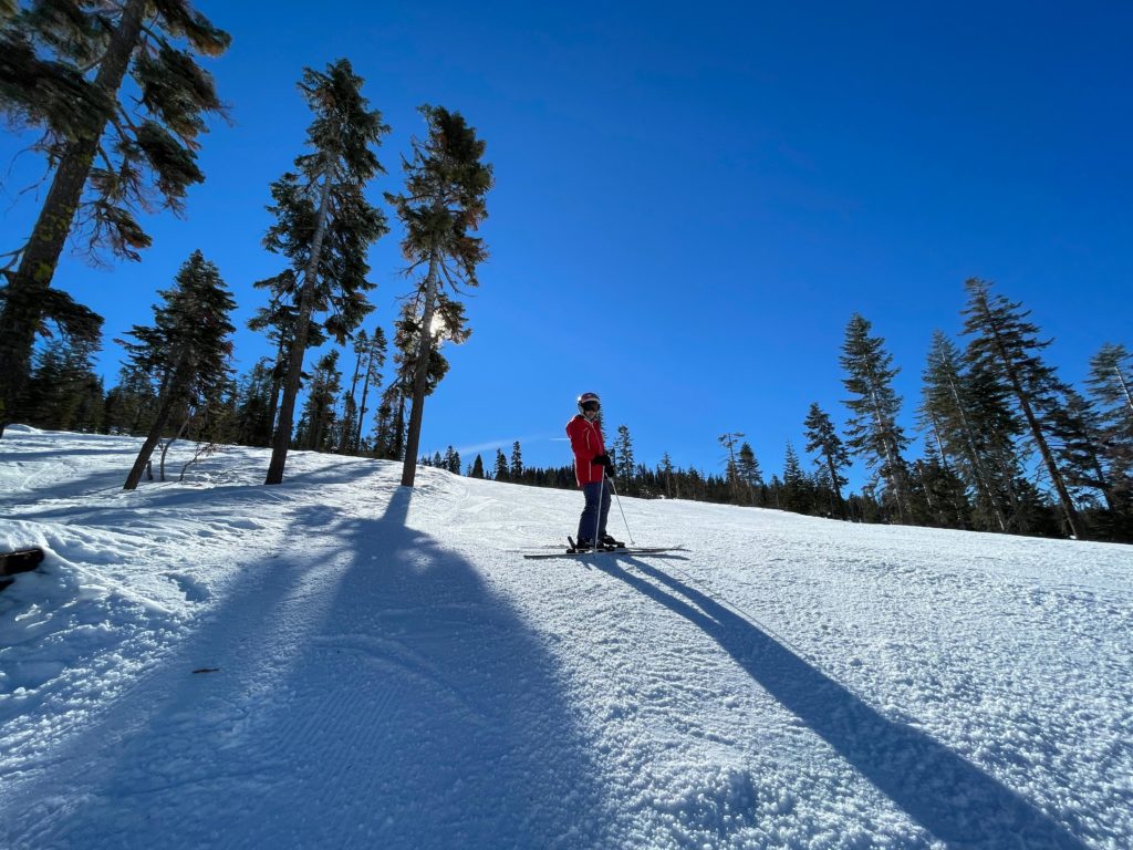 Nicely groomed surface at Dodge Ridge, January 2022