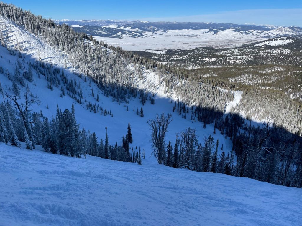 Steeper terrain on the Limelight chair at Discovery, January 2022