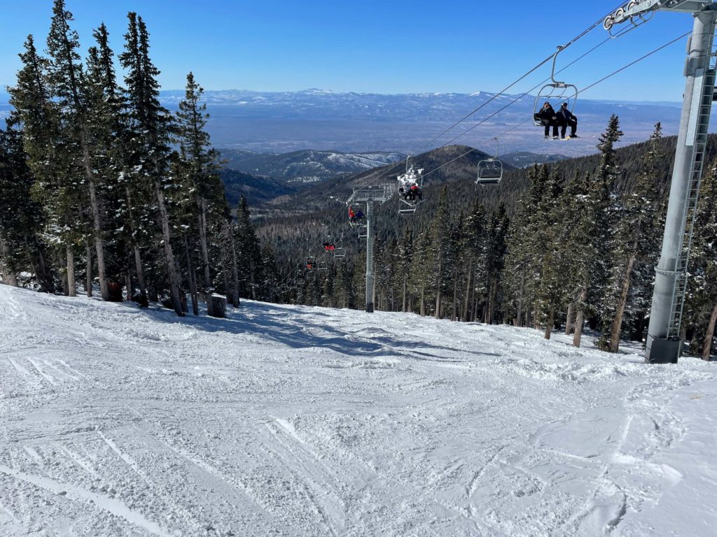Millenium Triple chair at Ski Santa Fe, February 2022