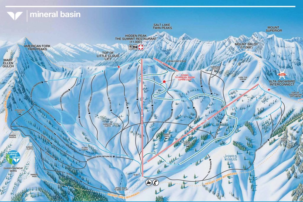 Snowbird Mineral Basin trail map 21/22