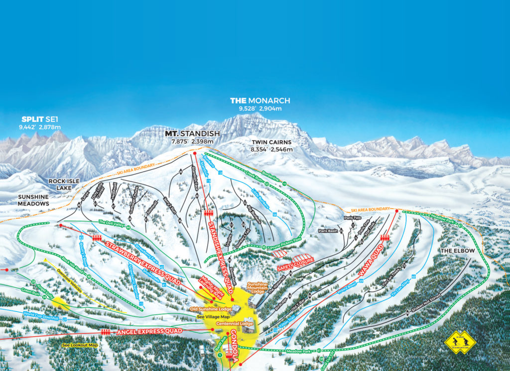 Banff Sunshine Mt. Standish trail map 21/22