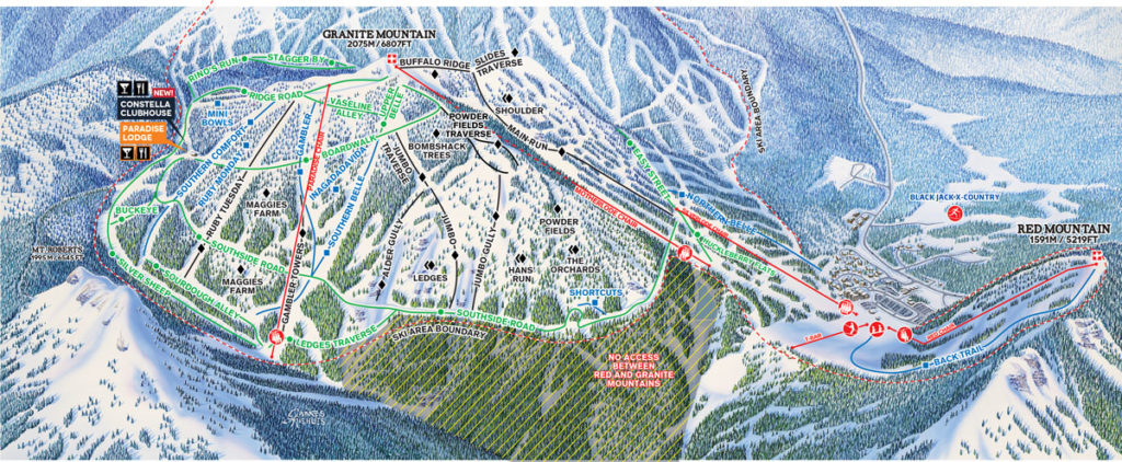 RED Mountain Resort Paradise trail map 22/23