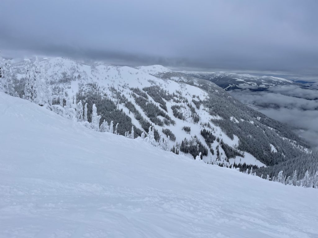 View of Grey Mountain from the top of Granite at Red Mountain Resort, January 2023
