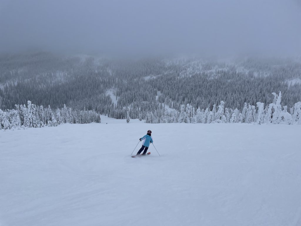 Wide groomers on Paradise at Red Mountain Resort, January 2023