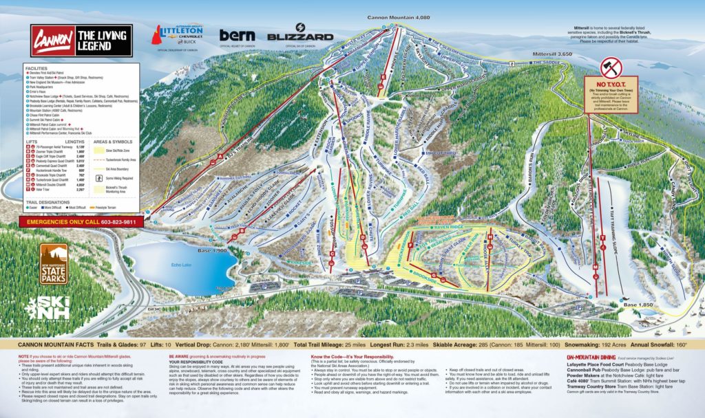 Cannon Mountain Trail Map 22/23