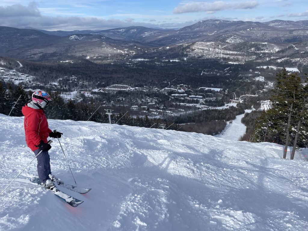 Finding soft snow on the edge of "White Heat" at Sunday River, March 2023