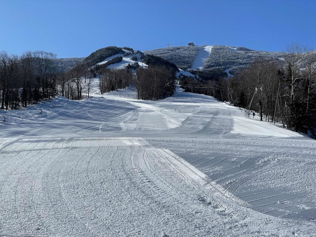 View from the base of the Peabody Express at Cannon Mountain, March 2023