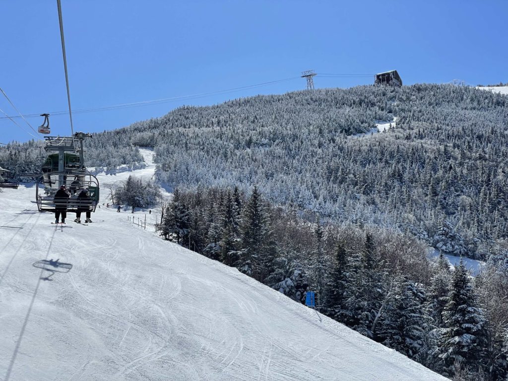 View of the Tram from Peabody at Cannon Mountain, March 2023
