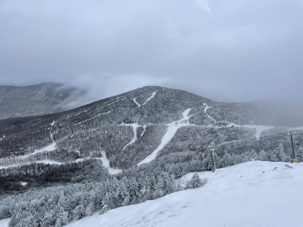 Looking over at Bonaventure and Jet at Jay Peak, March 2023