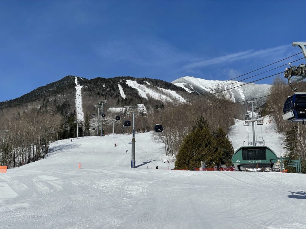 Looking up the mountain from the base lodge at Whiteface - March 2023