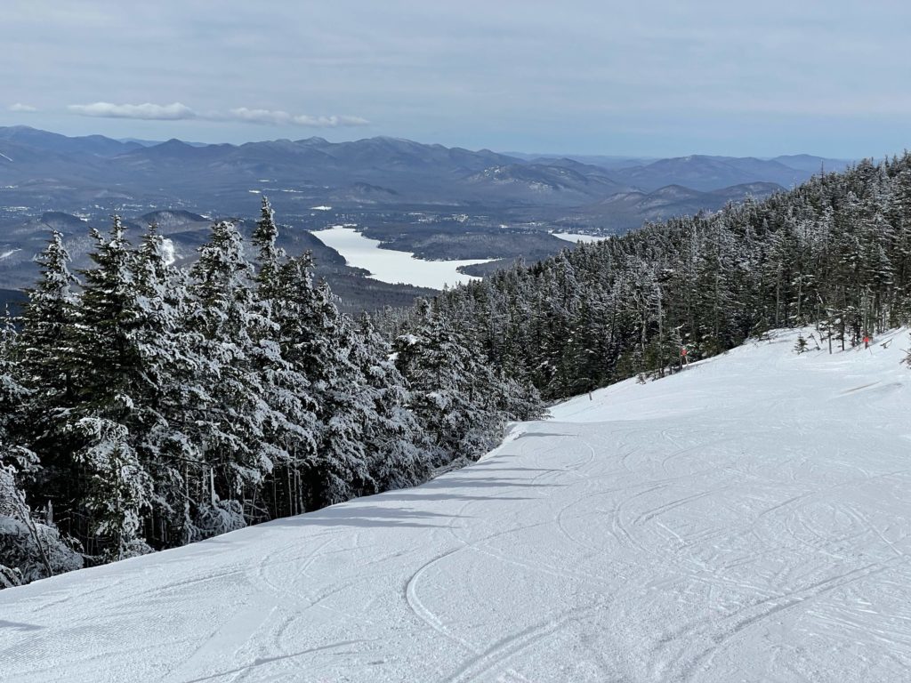 The Follies run at Whiteface has a view of East Lake and Lake Placid - March 2023