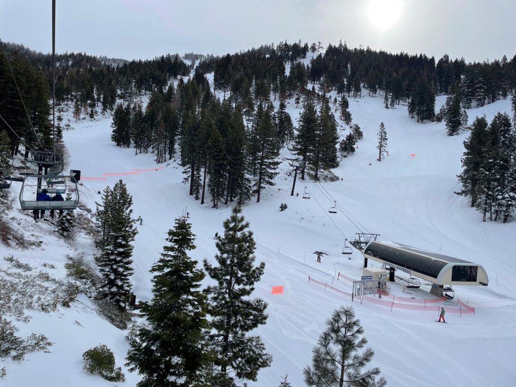 Base of the Crystal Express at Diamond Peak, March 2024