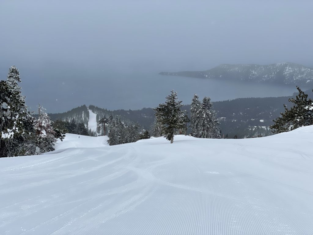 Another view of the lake from Crystal Ridge at Diamond Peak, March 2024