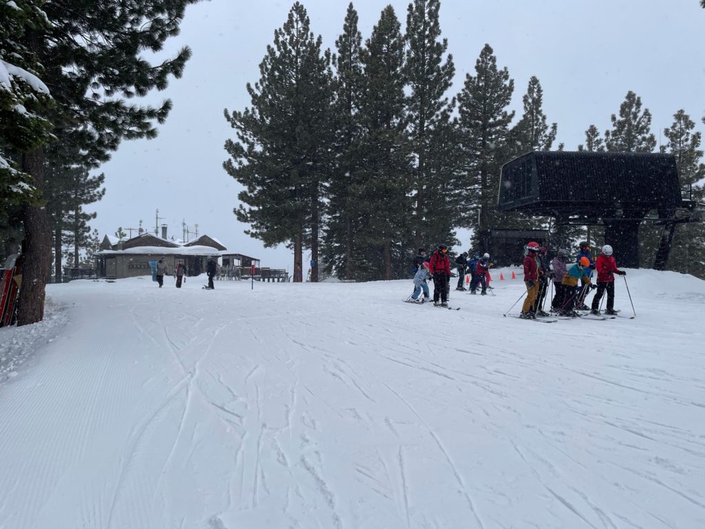 Top of the Lakeview Quad and the mid-mountain Snowflake lodge, March 2024