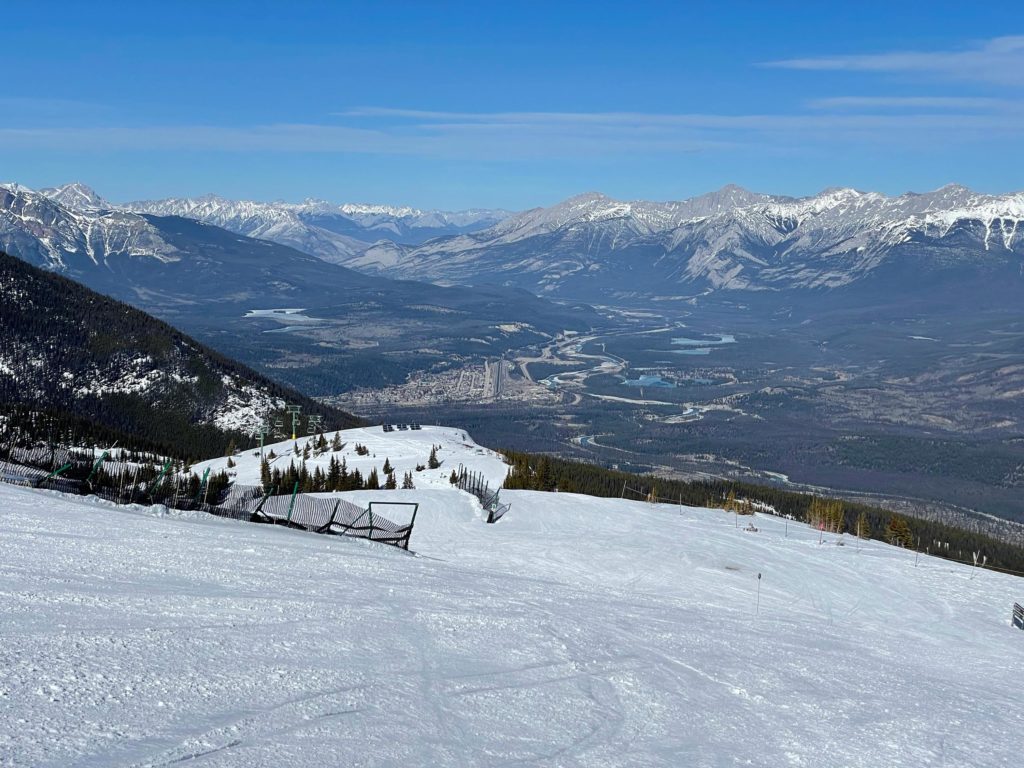 View of Jasper from Eagle Ridge at Marmot Basin, March 2024