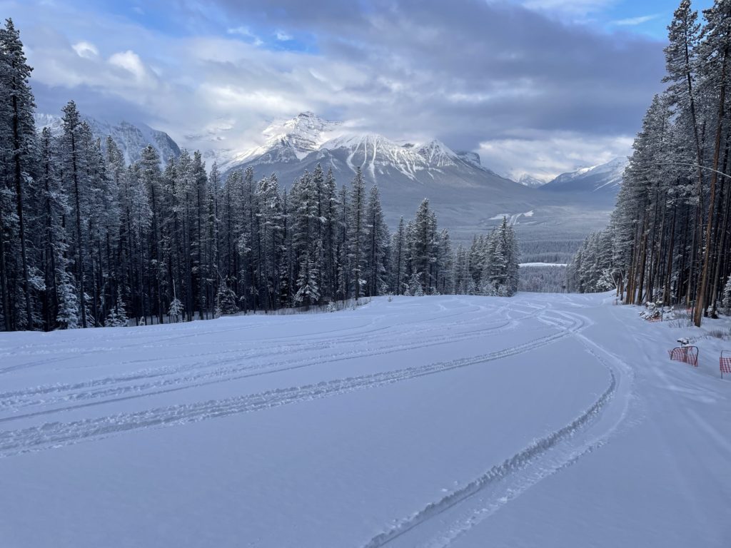 Nice snow Cameron's Way at Lake Louise, March 2024