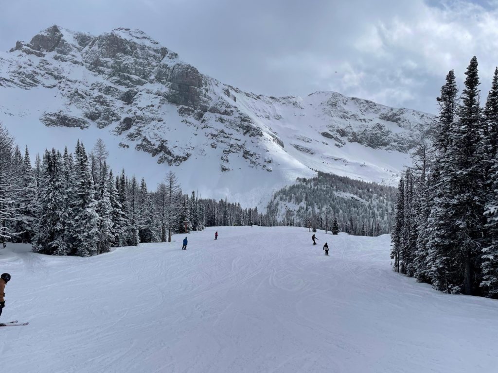 View of Delirium Dive at Banff Sunshine Village, March 2024