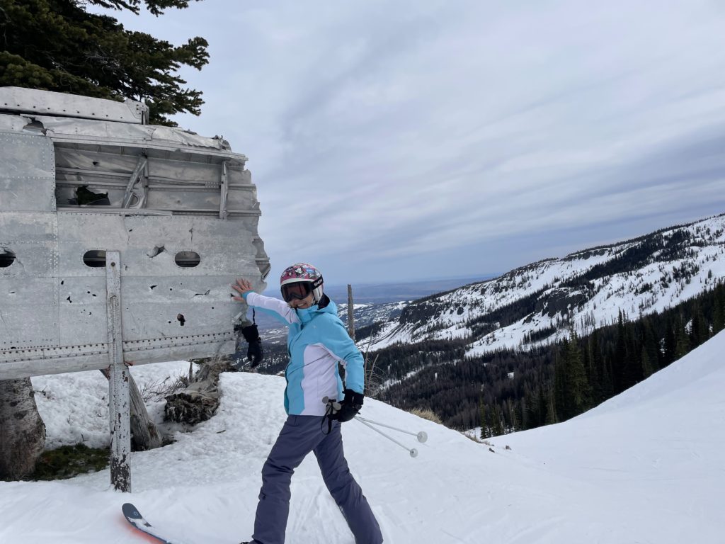 It's good luck to touch the bomber wing at Mission Ridge, March 2025